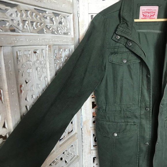 NWT Levi's Army Green Zip-Up Military Jacket Small - Picture 12 of 15